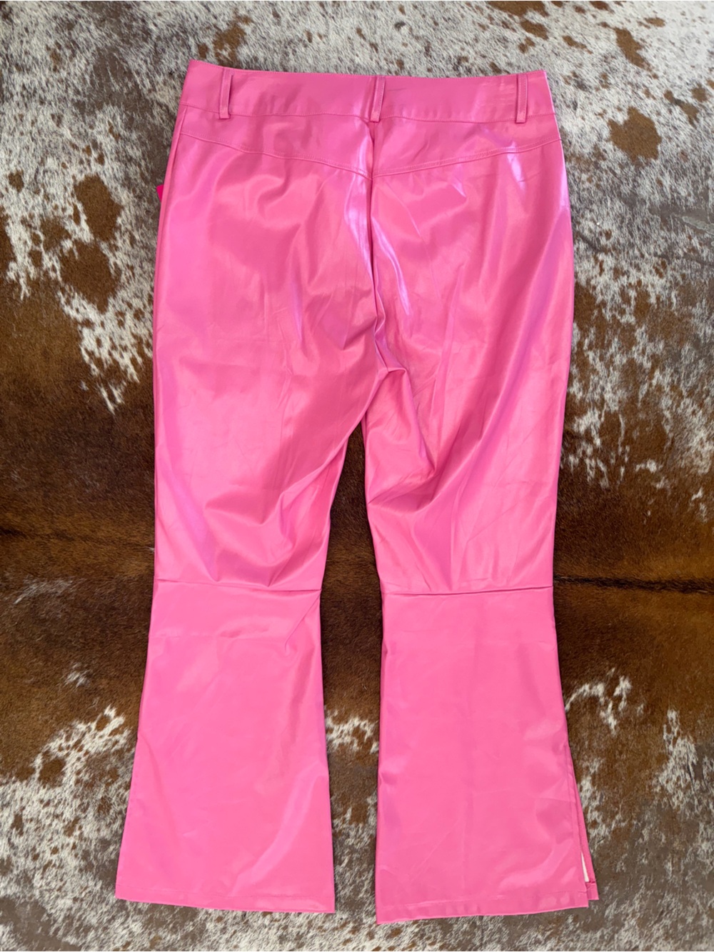 Vibrant Pink Vinyl Wide-Leg Trousers